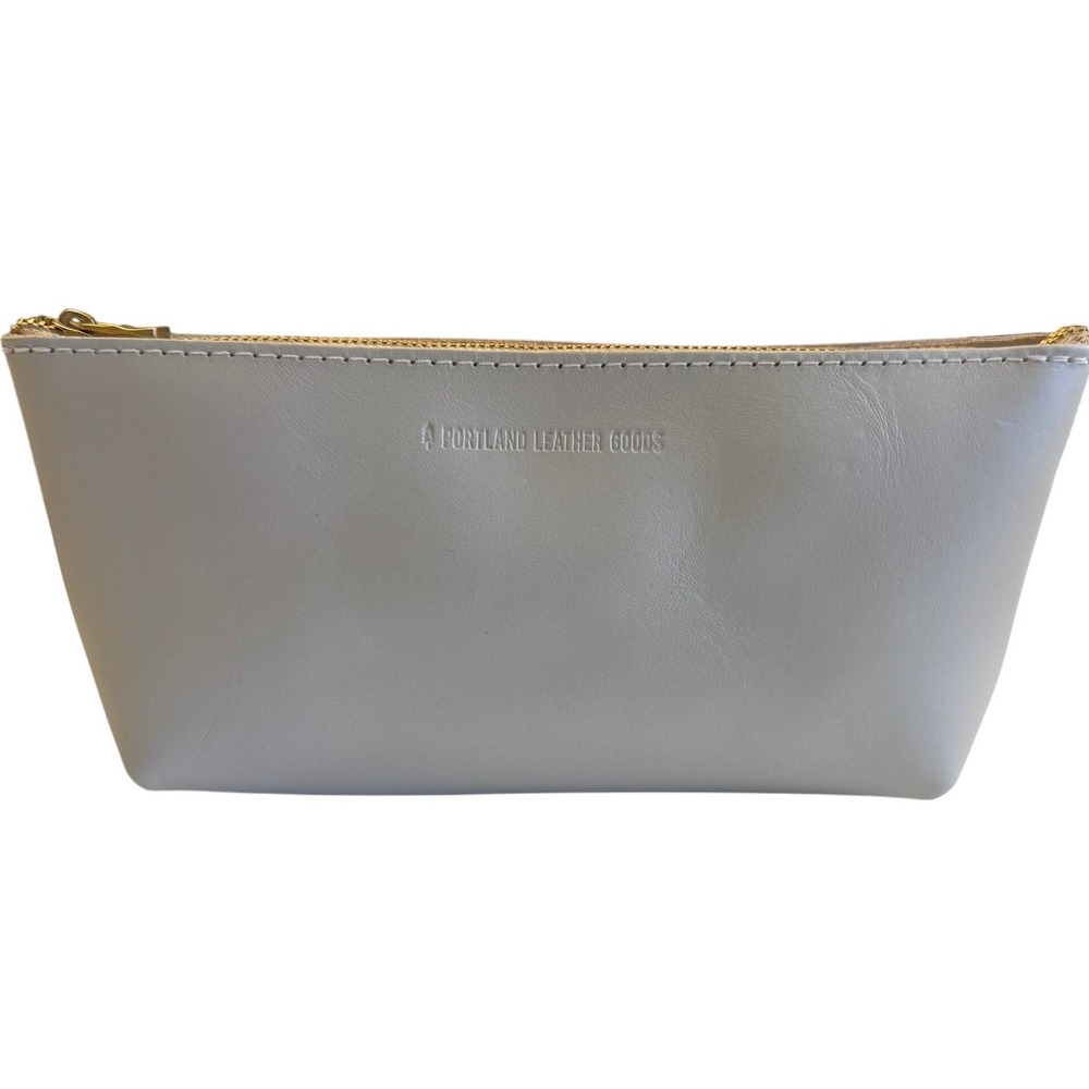Portland Leather Goods‎ Gray Utility Bag Full Grain Leather Cosmetic Pouch NWT